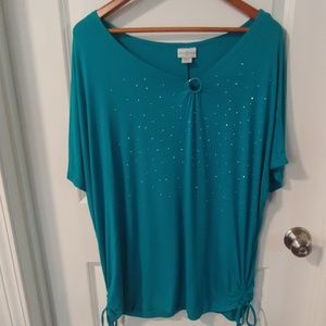 NWOT Jaclyn Smith Teal XL Blouse